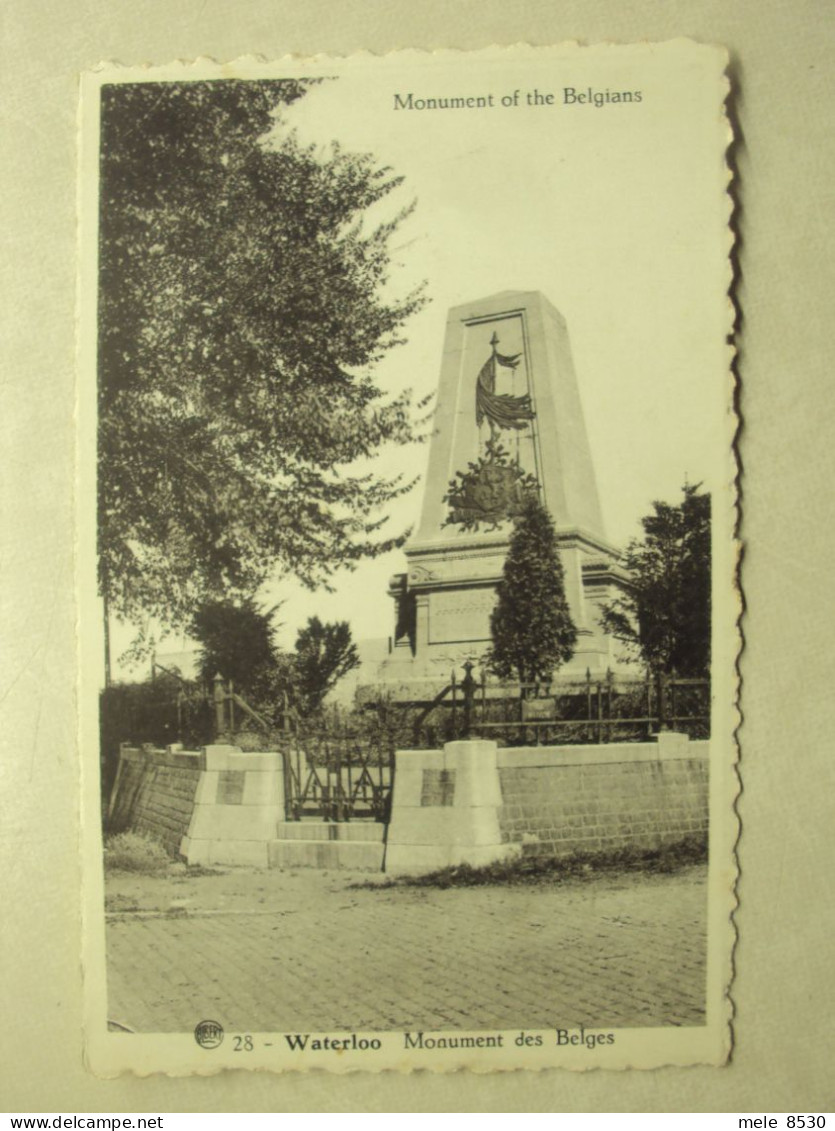 48893 - WATERLOO - MONUMENT DES BELGES - ZIE 2 FOTO'S - Waterloo