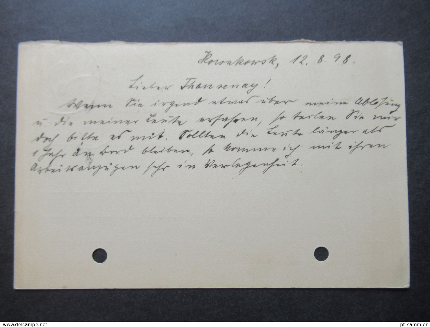 Russland 1898 Ganzsache Geschrieben In Kossakowsk ?! / Fragekarte - Interi Postali