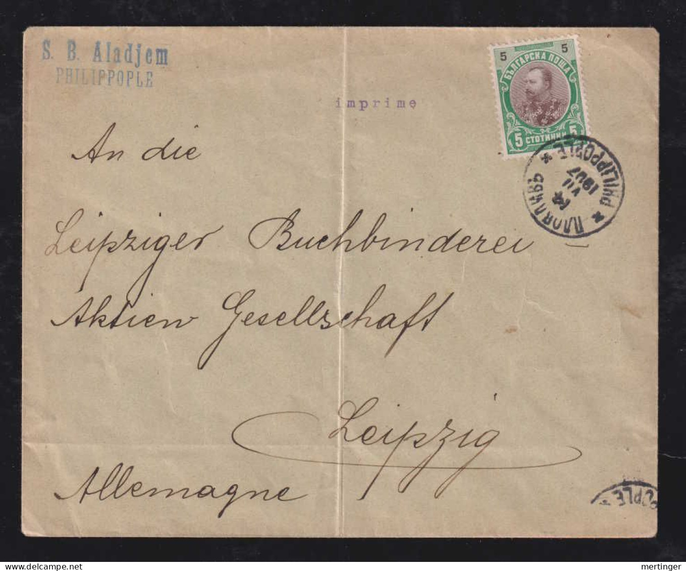 Bulgaria 1907 Printed Matter PHILIPPOPLE X LEIPZIG Germany - Lettres & Documents