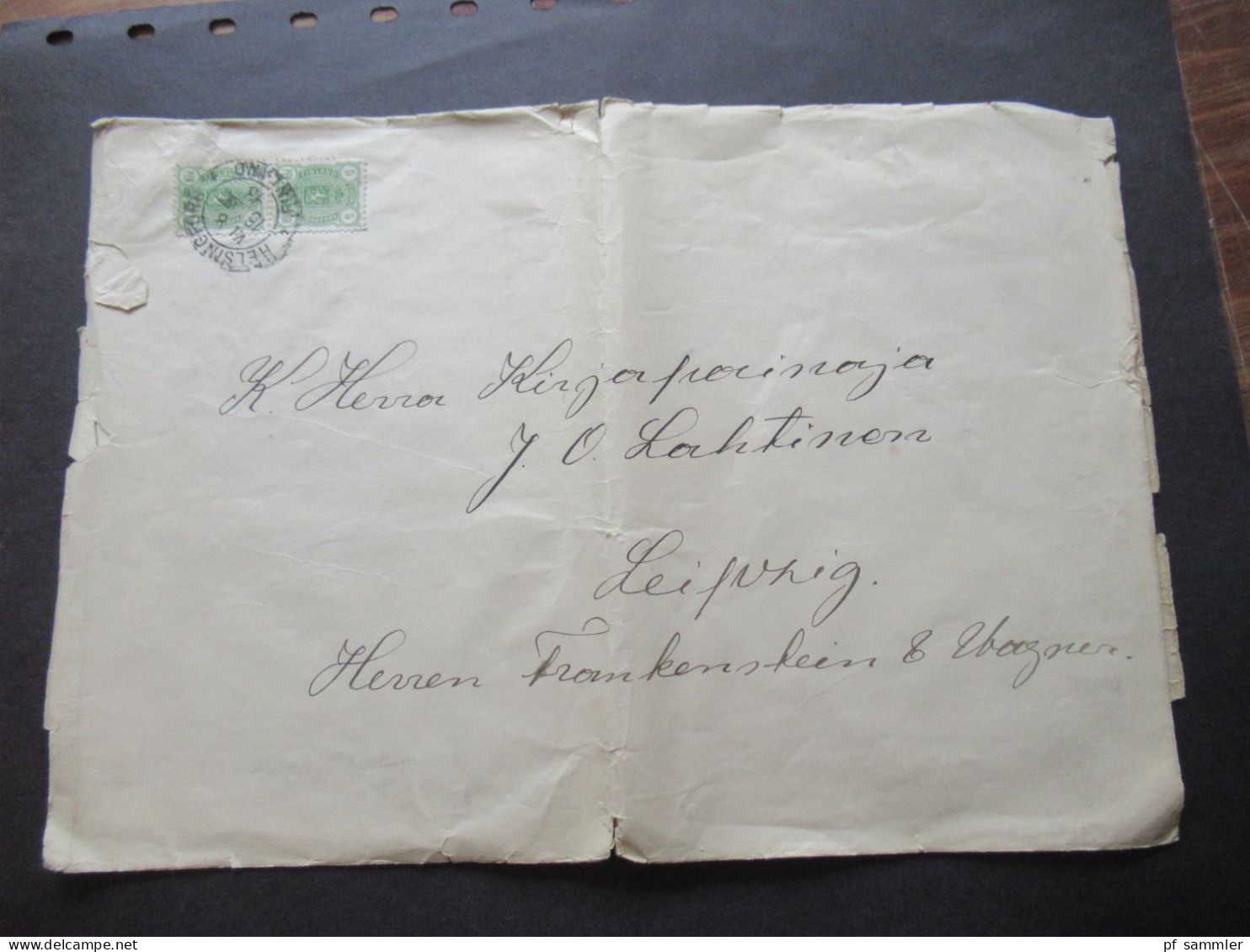 Finnland 1893 MeF Stempel Helsingfors Finland über St. Petersburg ?! Nach Leipzig Gesendet - Storia Postale