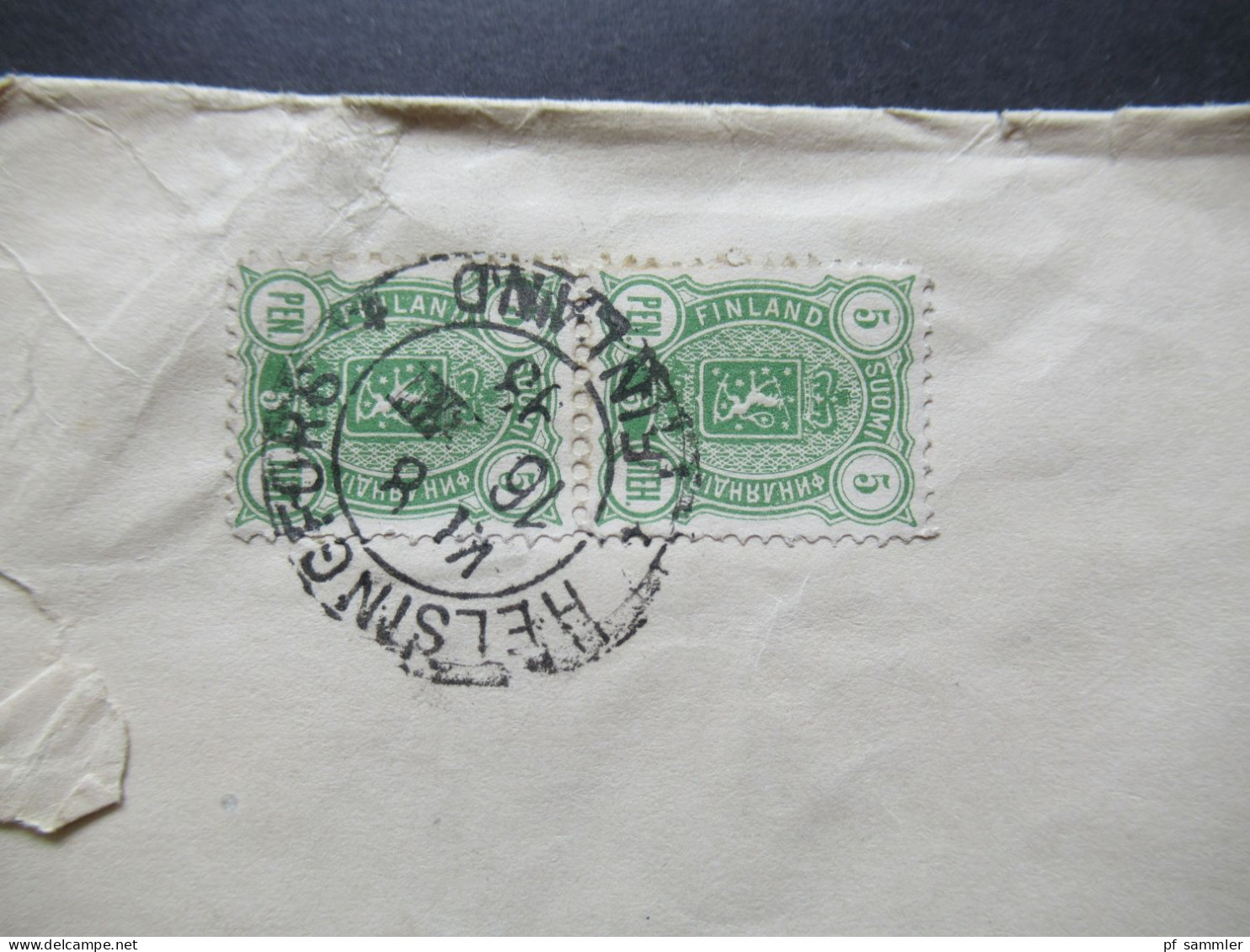 Finnland 1893 MeF Stempel Helsingfors Finland über St. Petersburg ?! Nach Leipzig Gesendet - Storia Postale