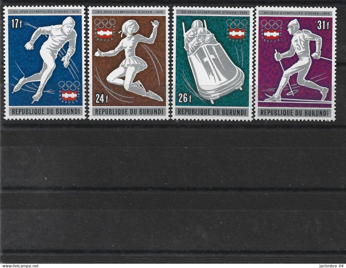 1976 BURUNDI 681-84** J.O Innsbrück , Patinage, Danse - Luchtpost