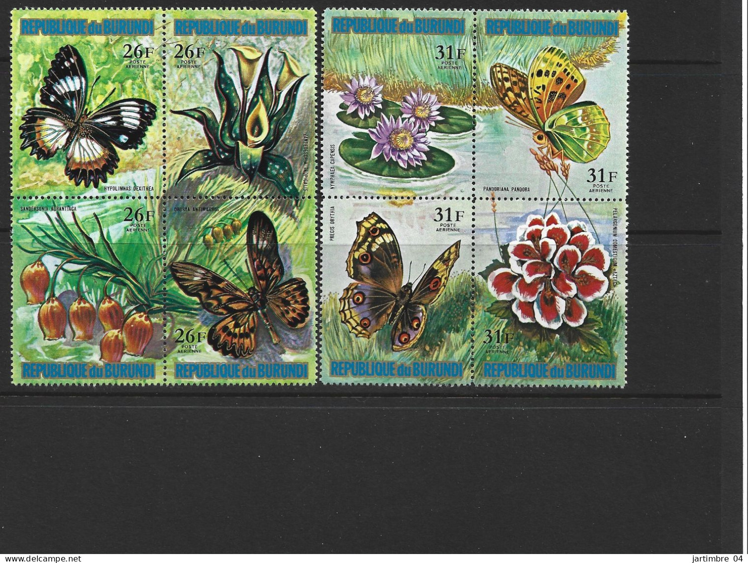 1973 BURUNDI PA 289-312** Fleurs Et Papillons, Côte 100.00 - Luftpost