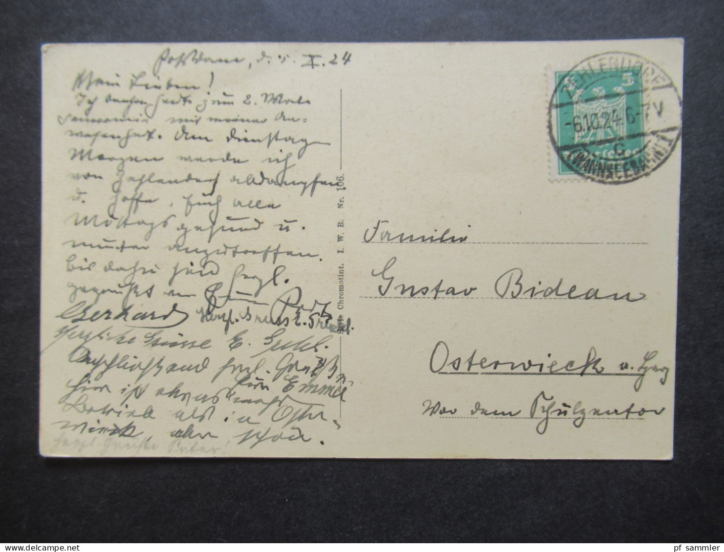 DR 1924 AK Potsdam Schloß Sanssouci Mit Denkmal Friedrich Des Großen Berlin Stempel Zehlendorf Wannseebahn 1 - Potsdam