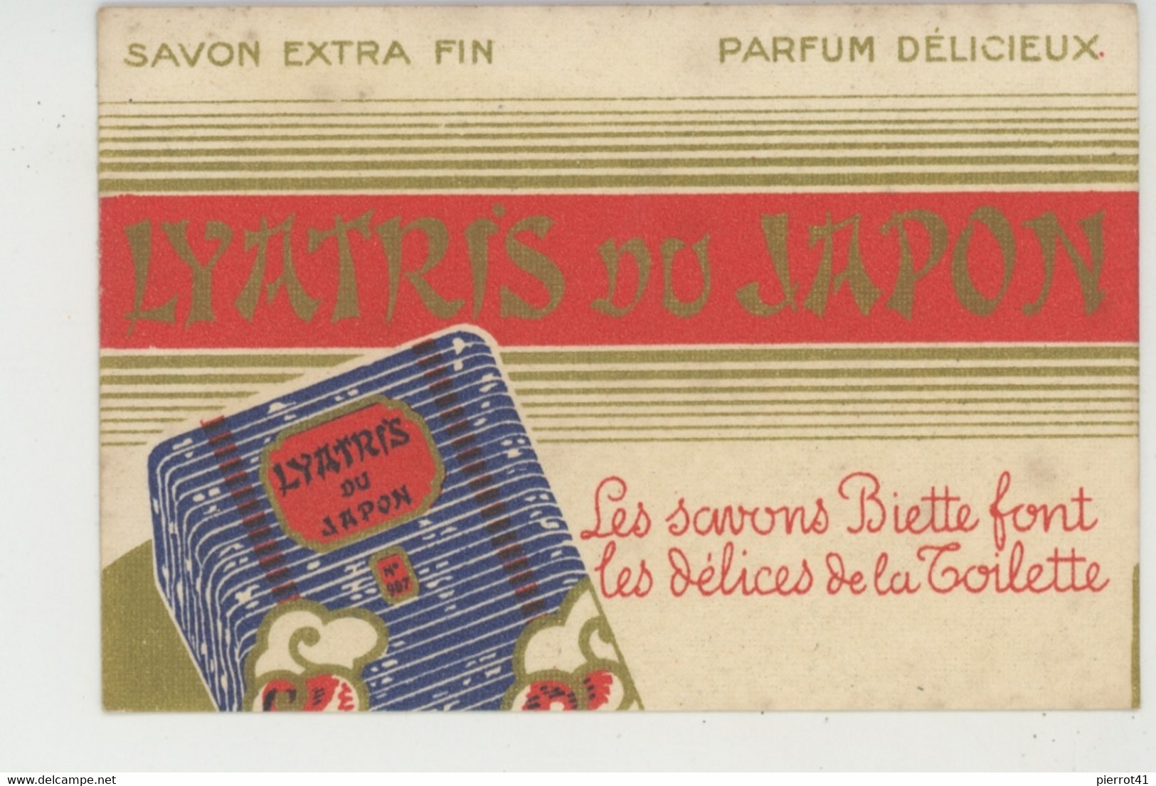 PARFUMS & BEAUTÉ - Carte Parfumée Ancienne "SAVON BIETTE  LYATRIS DU JAPON " Pour La Toilette - NANTES - Anciennes (jusque 1960)