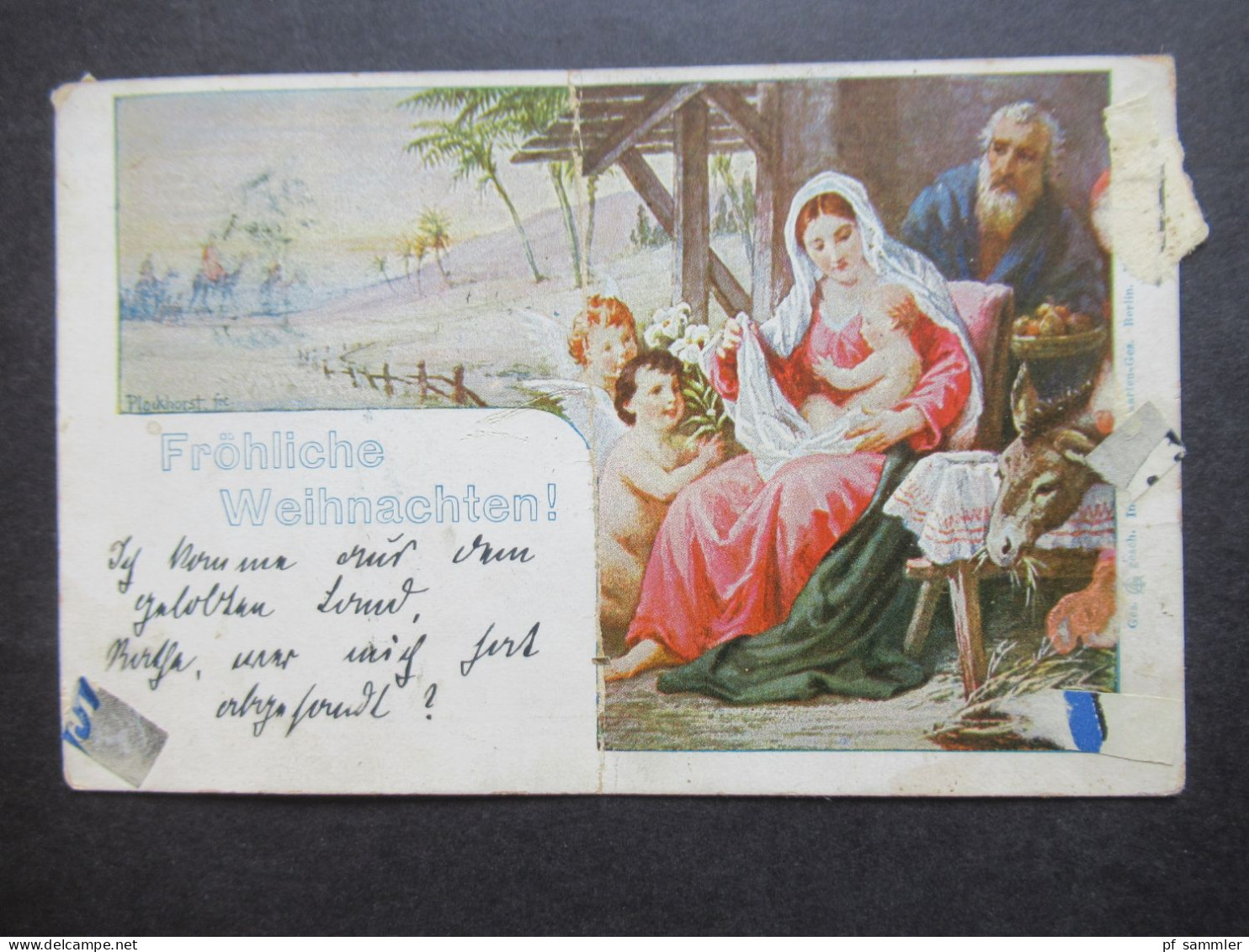 Österreich Levante Künstler PK Fröhliche Weihnachten Stempel Jerusalem Oesterreichische Post 25.12.1900 - Oostenrijkse Levant