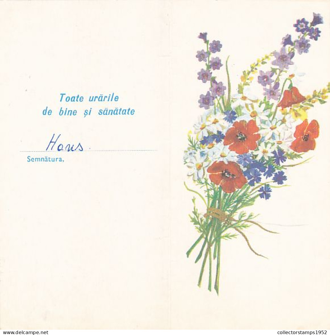 WILD FLOWERS, LUXURY TELEGRAM, TELEGRAPH, 1974, ROMANIA - Telégrafos