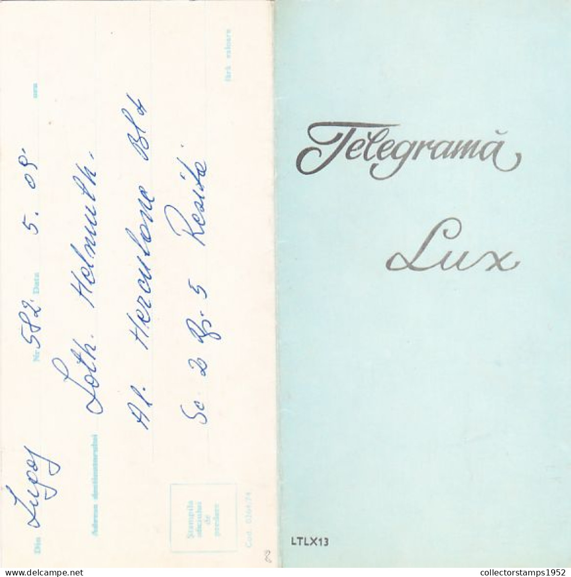 WILD FLOWERS, LUXURY TELEGRAM, TELEGRAPH, 1974, ROMANIA - Telégrafos