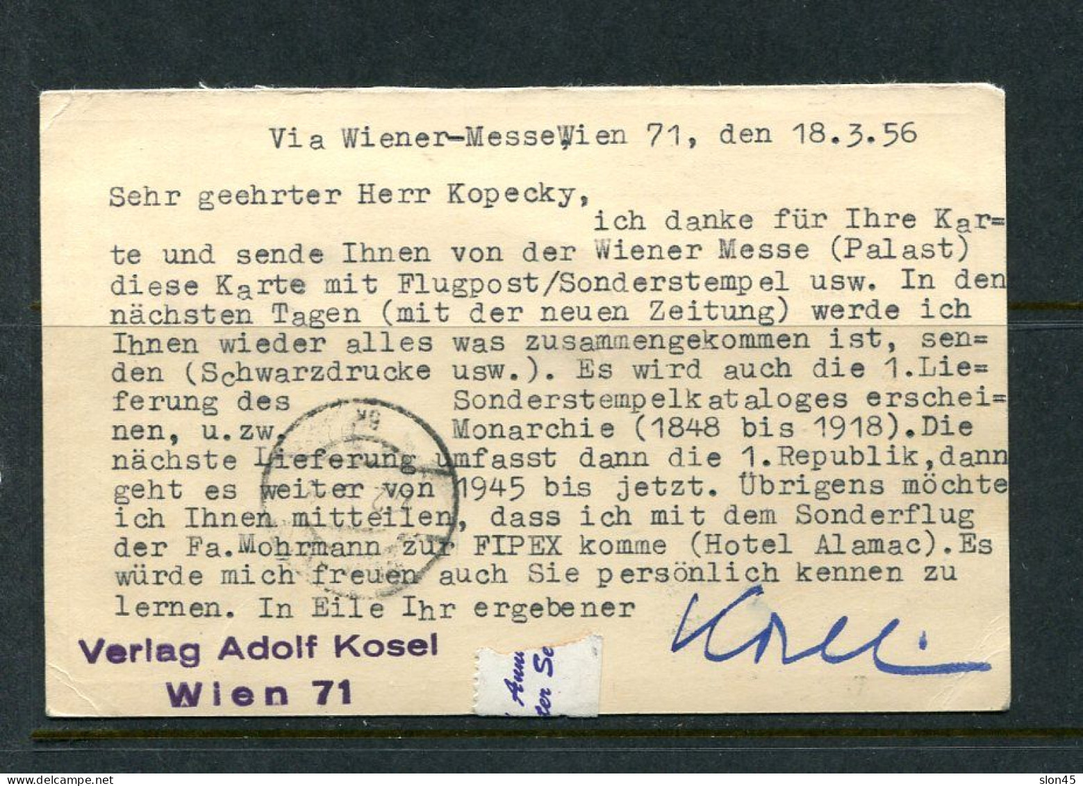 USA 1956 Reply Postal Stationery Card Austria Vienna To USA 15159 - 1941-60
