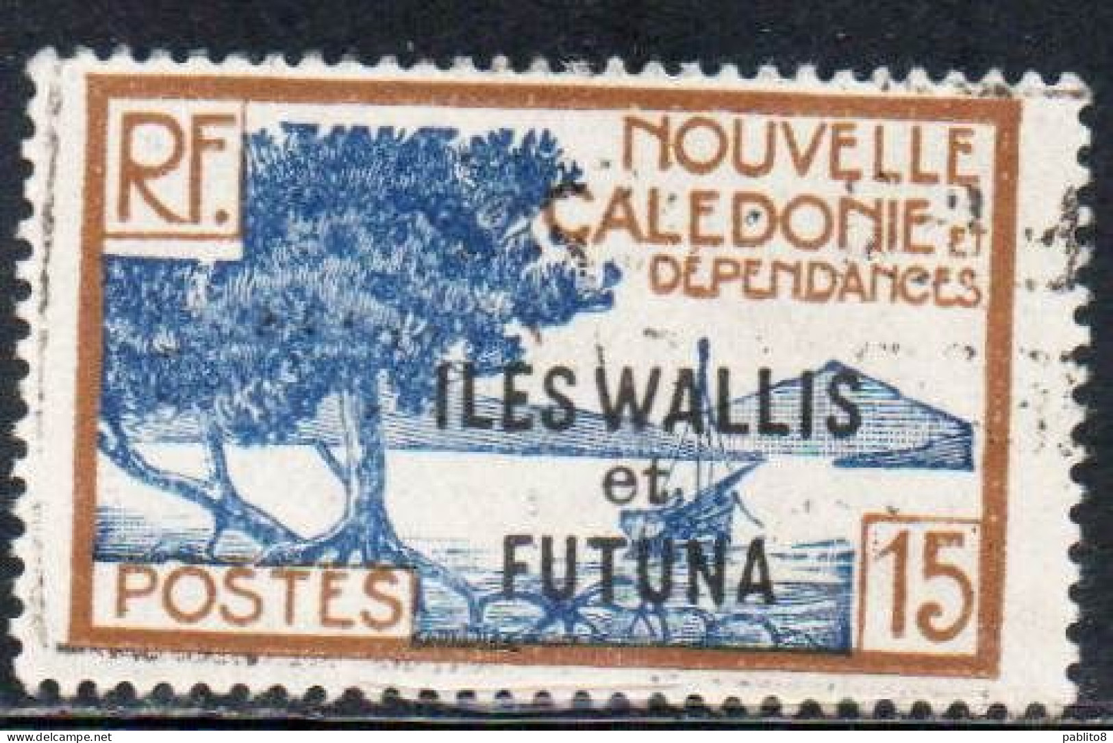 WALLIS AND FUTUNA ISLANDS 1930 1940 BAY OF PALETUVIERS POINT OVERPRINTED 15c USED USATO OBLITERE' - Used Stamps