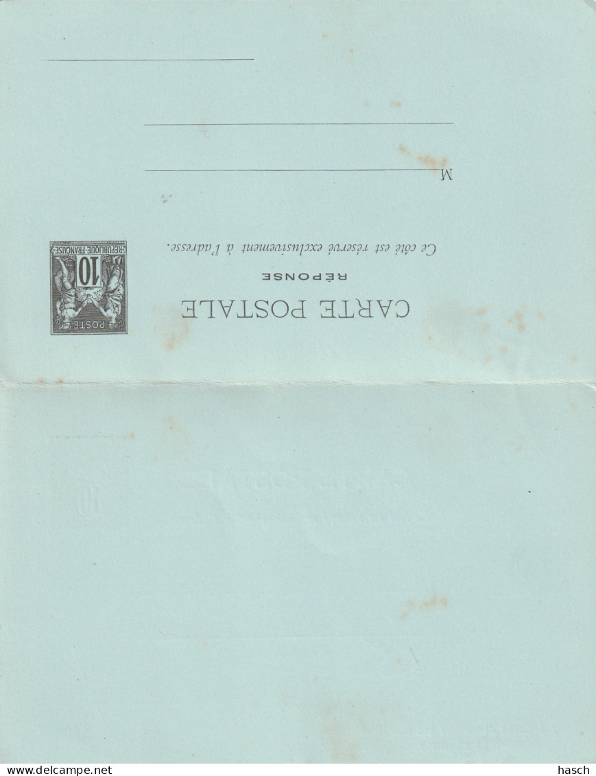 4898 143 France Entier Postale Type Sage Carte Postale  89-CPRP 1 (carte Réponse) Non écrit - Cupón-respuesta