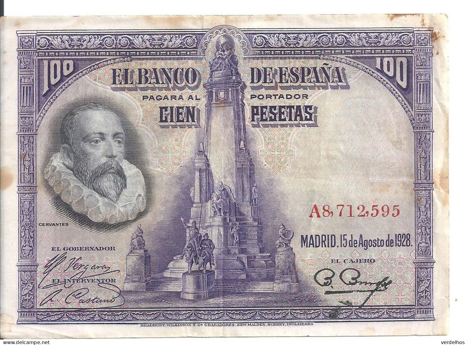 ESPAGNE 100 PESETAS 1928 VF+ P 76 - Otros & Sin Clasificación