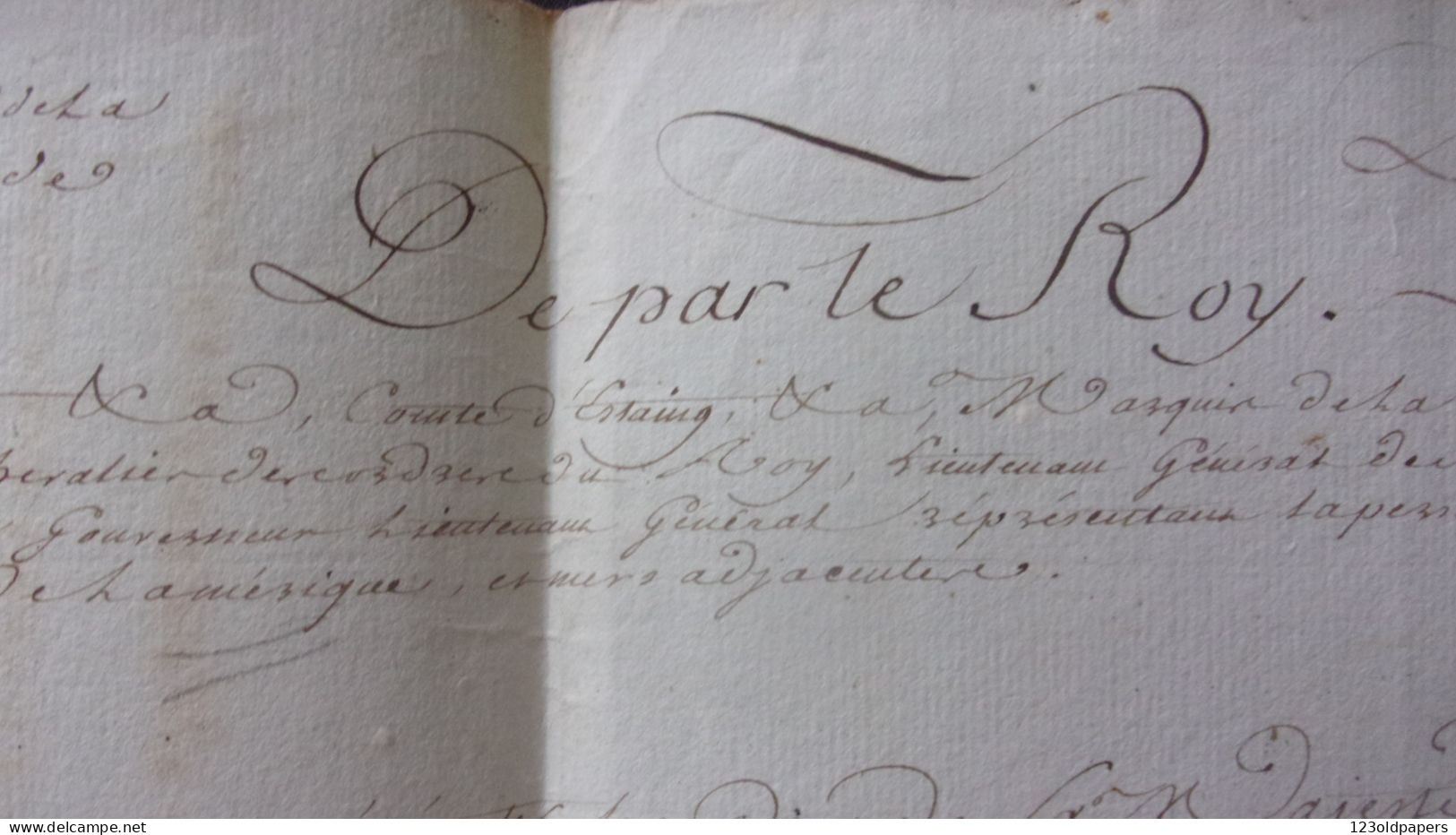 1765 HAITI LEOGANE BEQUINI / LIEUTENANT GENERAL DES ARMEES  COMTE ESTAING PORT AU PRINCE NOMINATION COLONEL PROVINCIAL D - Historical Documents