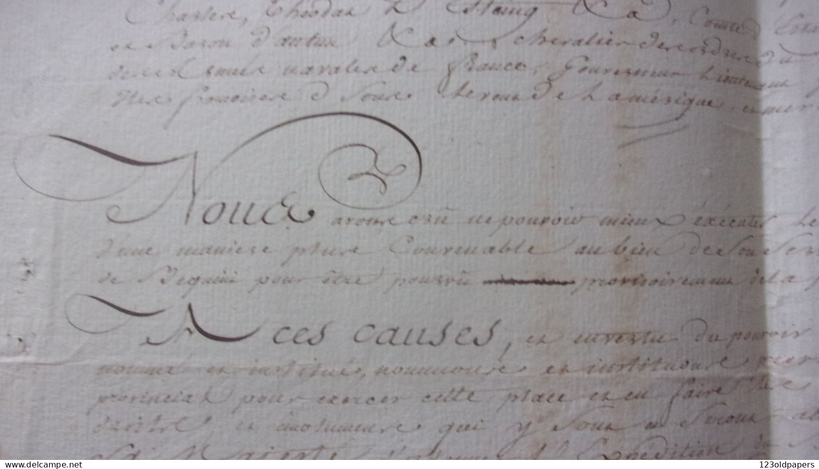 1765 HAITI LEOGANE BEQUINI / LIEUTENANT GENERAL DES ARMEES  COMTE ESTAING PORT AU PRINCE NOMINATION COLONEL PROVINCIAL D - Historische Dokumente