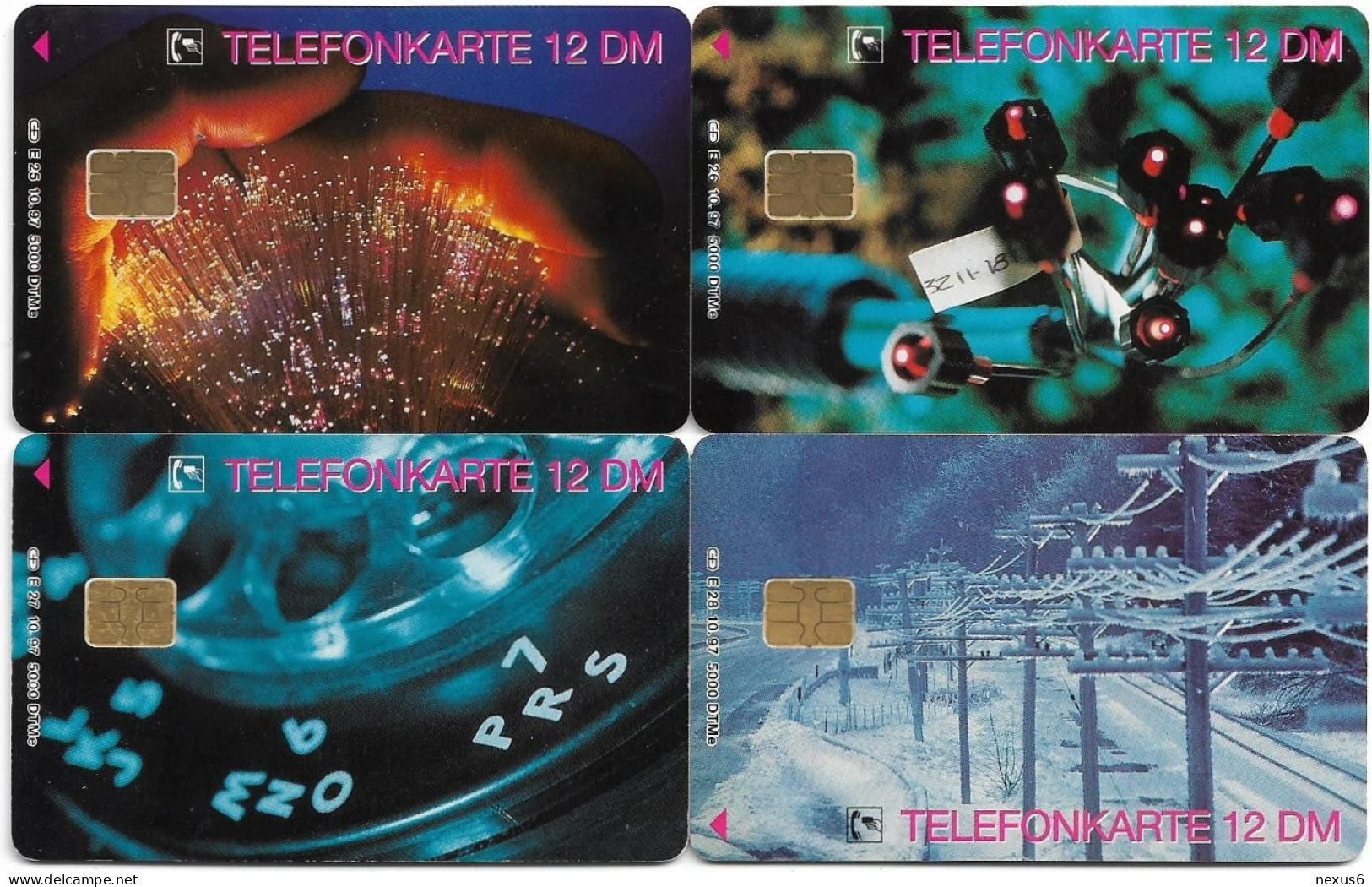 Germany - Übertragungstechnik - Complete Set 4 Cards, E 25-26-27-28, 10.1997 - 12DM, 5.000ex, Used - E-Series: Editionsausgabe Der Dt. Postreklame