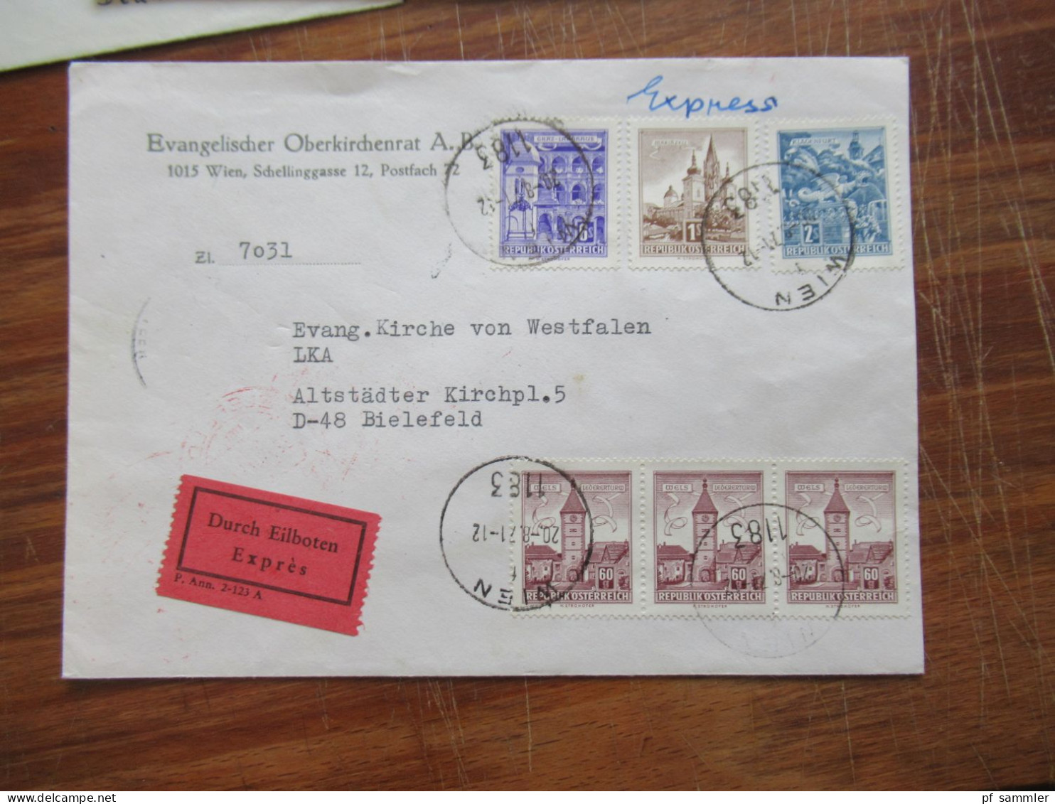 Österreich 1960er Jahre kleiner aber interessanter Belegeposten! Einschreiben / Express / Nachnahme usw. 9 Belege