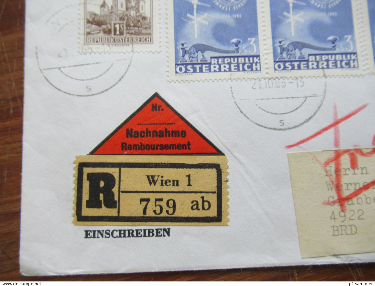 Österreich 1960er Jahre kleiner aber interessanter Belegeposten! Einschreiben / Express / Nachnahme usw. 9 Belege