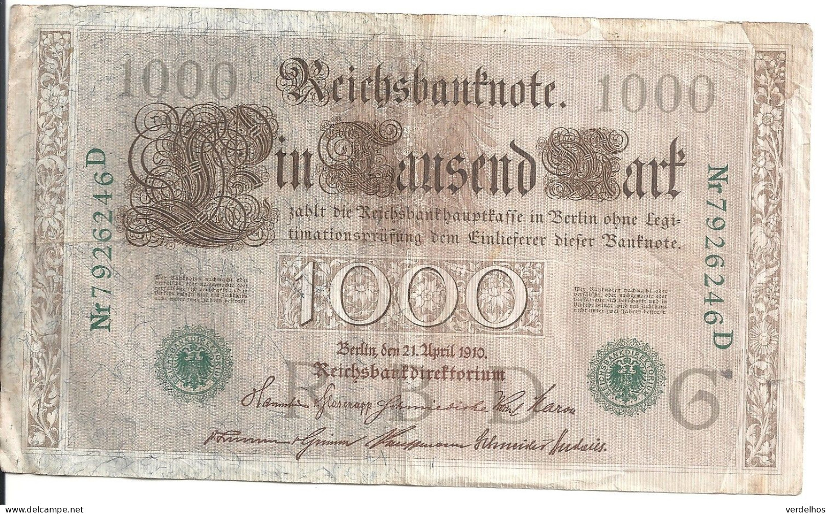 ALLEMAGNE 1000 MARK 1910 VF P 45 - 1.000 Mark