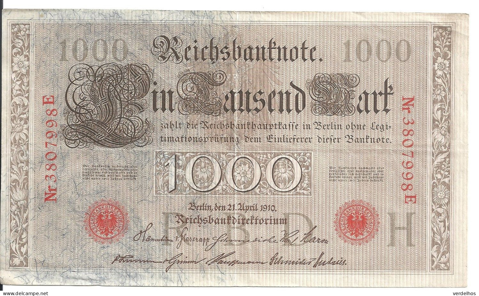 ALLEMAGNE 1000 MARK 1910 VF+ P 44 - 1.000 Mark