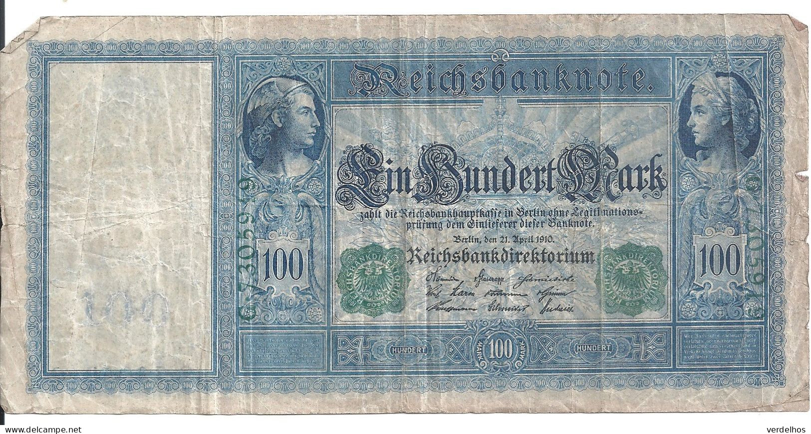 ALLEMAGNE 100 MARK 1910 VF P 43 - 100 Mark