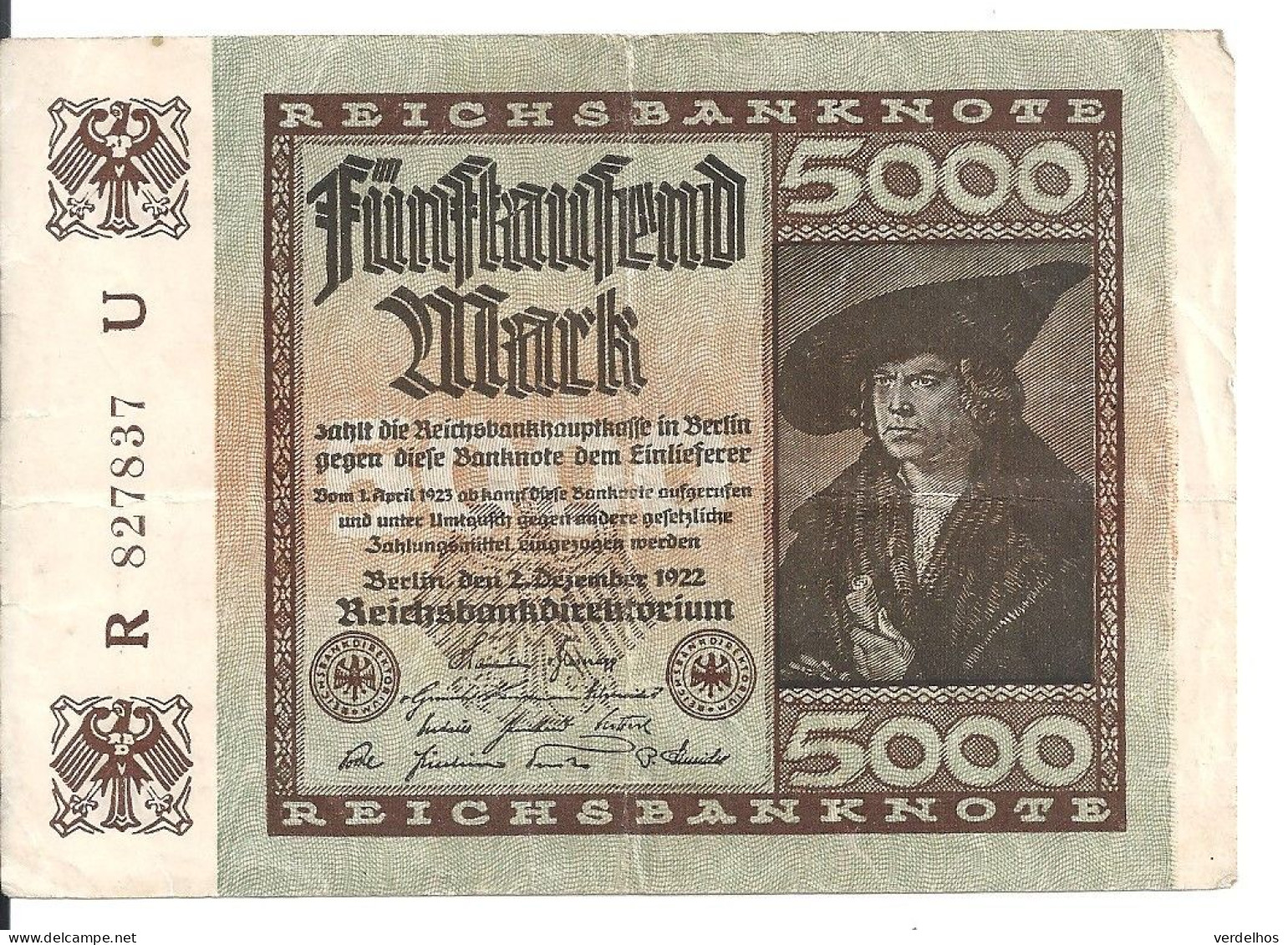 ALLEMAGNE 5000 MARK 1922 VF P 81 - 5.000 Mark