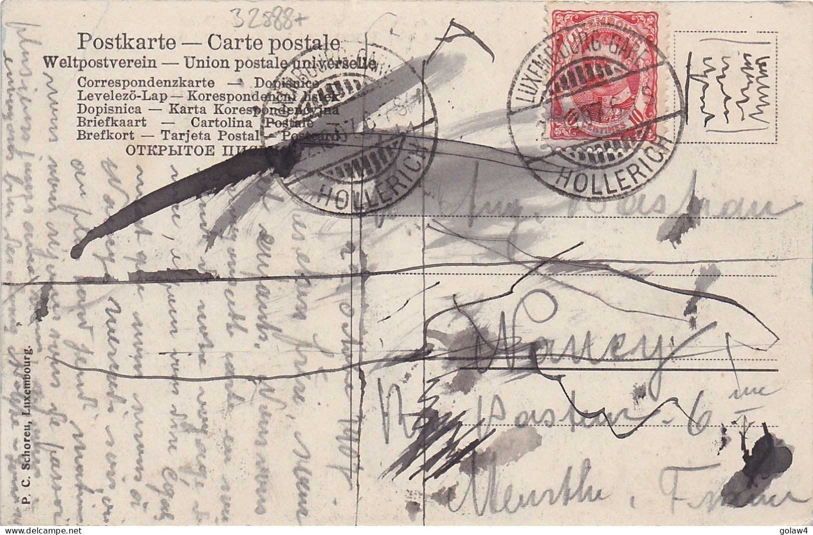 32888# CARTE POSTALE Obl LUXEMBOURG GARE HOLLERICH 1907 NANCY MEURTHE MOSELLE - 1906 William IV