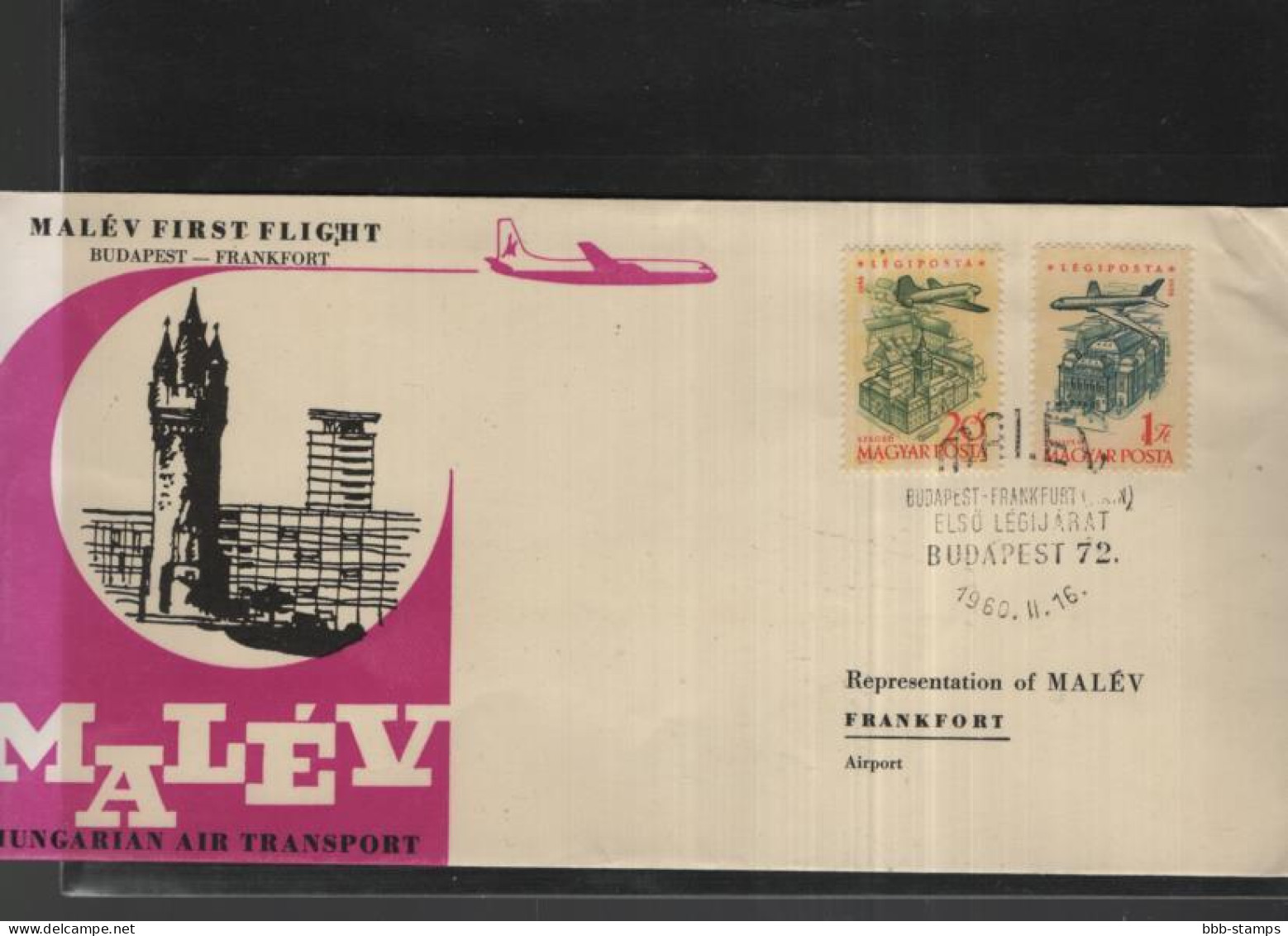 Ungarn Michel Cat.No. FFC Malev Budapest - Frankfurt - Storia Postale