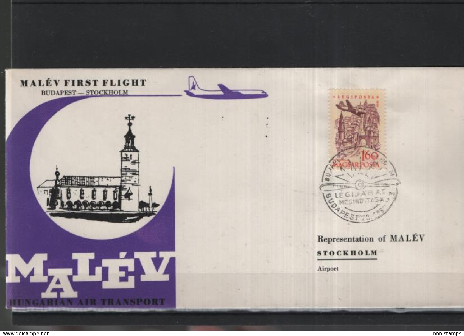 Ungarn Michel Cat.No. FFC Malev Budapest - Stockholm - Storia Postale