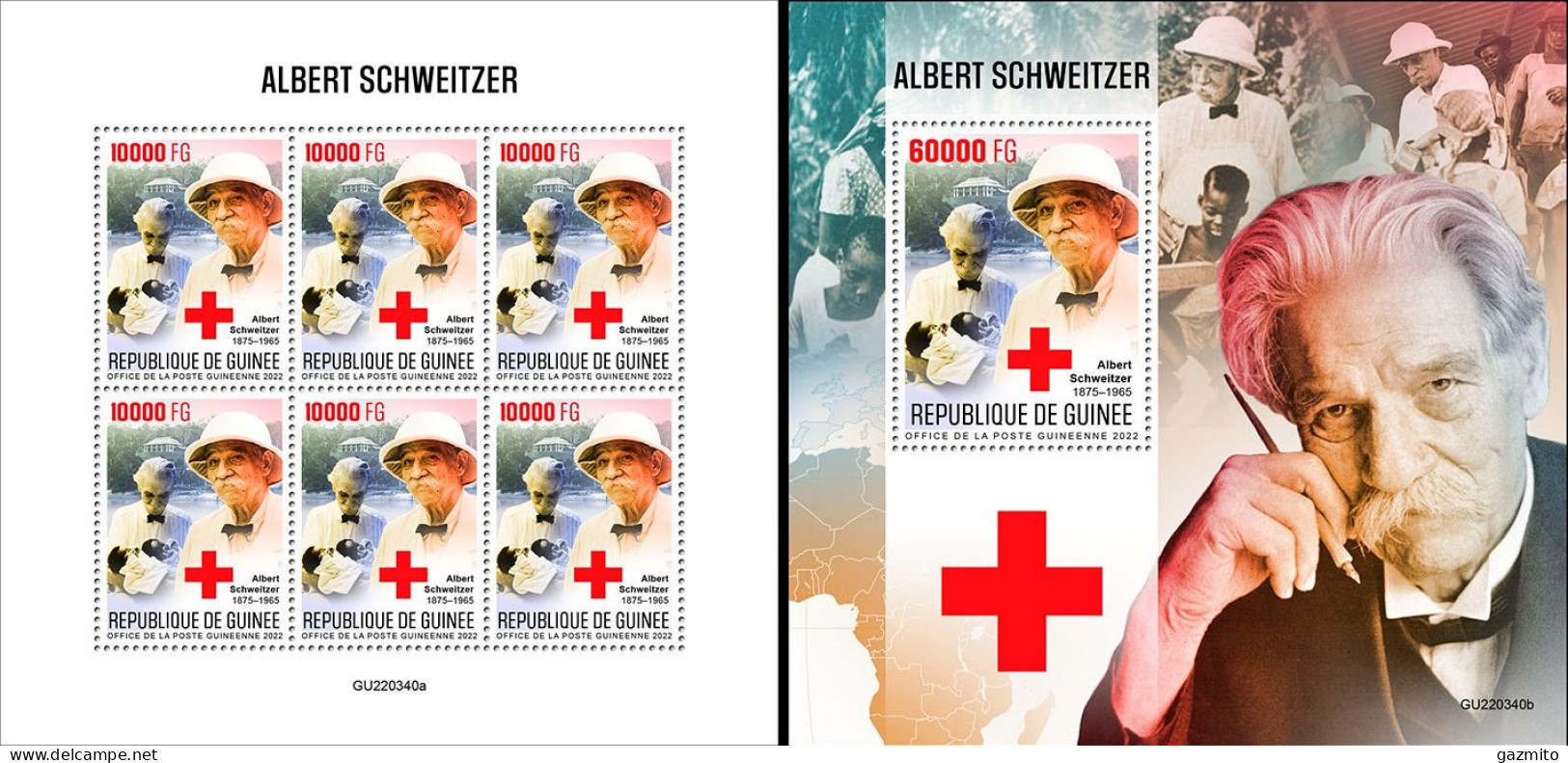 Guinea 2022, A. Schweitzer, Red Cross, 6val In BF+BF - Albert Schweitzer