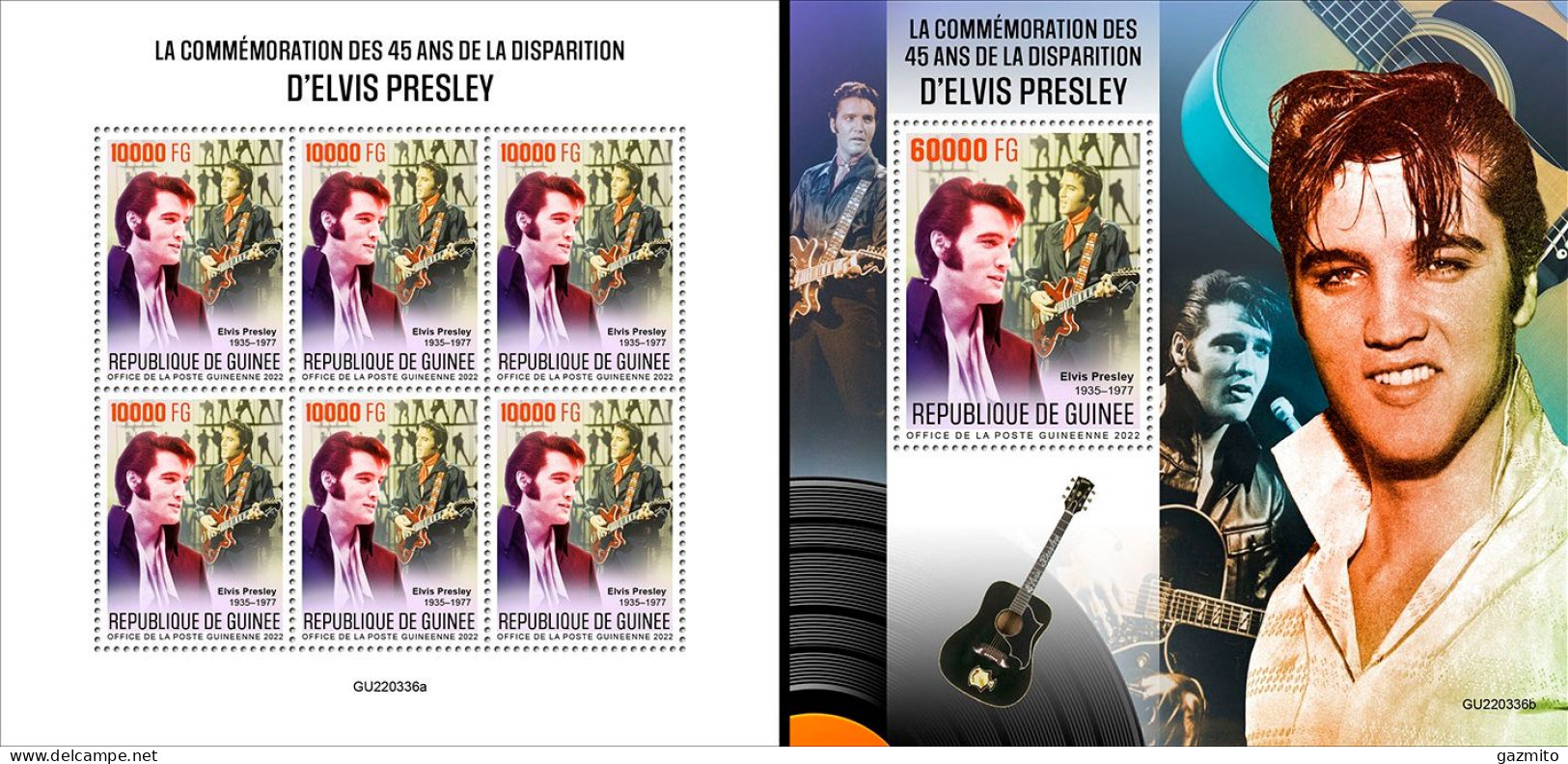 Guinea 2022, Music, Elvis, 6val In BF+BF - Elvis Presley