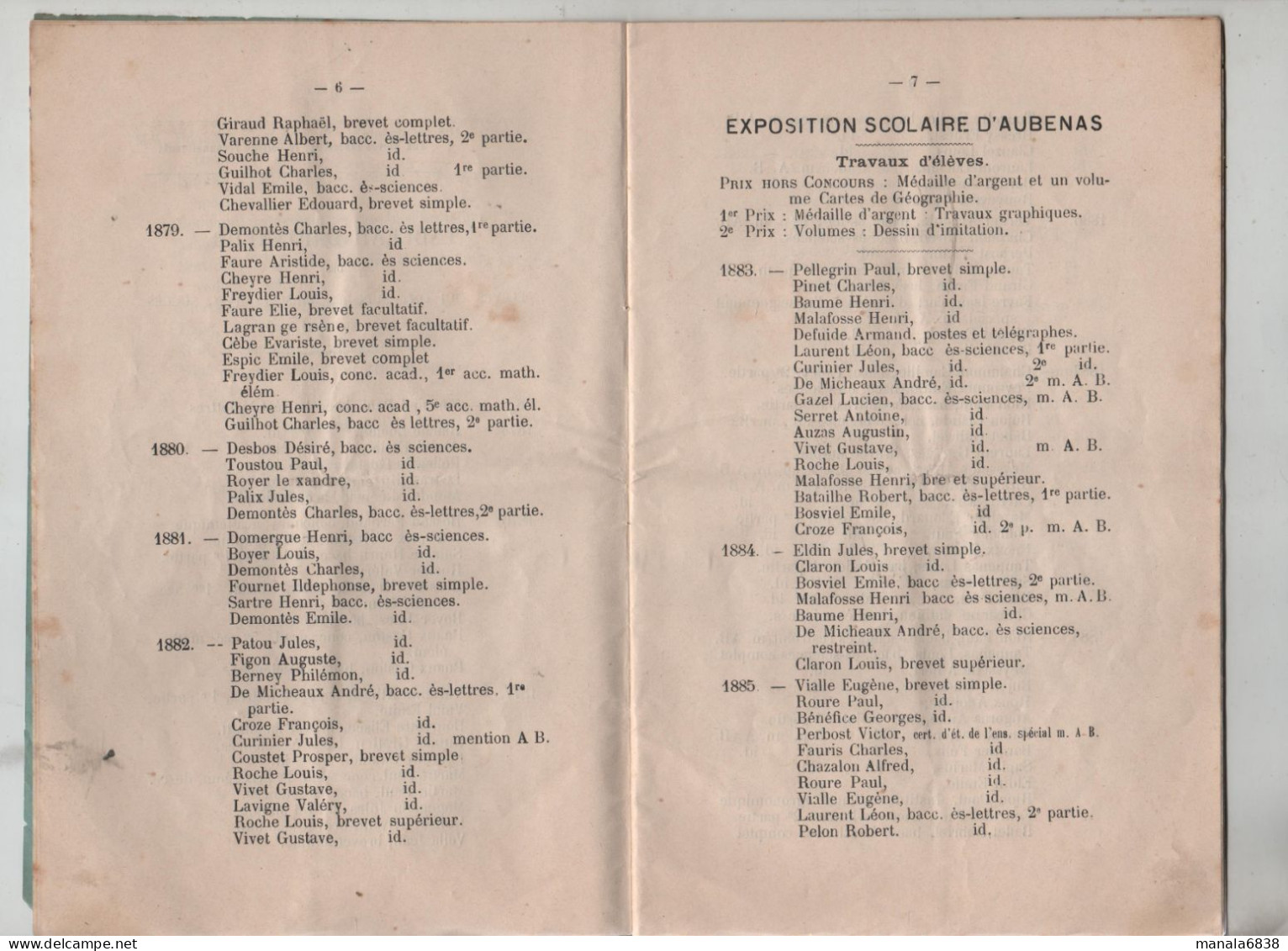 Distribution Solennelle Des Prix Collège Privas Exposition Scolaire Aubenas Aubenas 1890 1891 - Non Classés