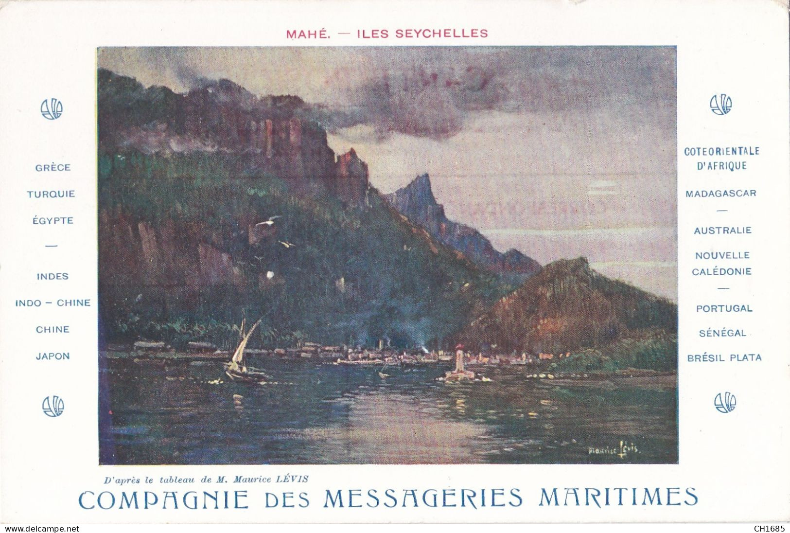 SEYCHELLES : Vue Sur Mahé : Carte De La Compagnie Des Messageries Maritimes - Seychelles