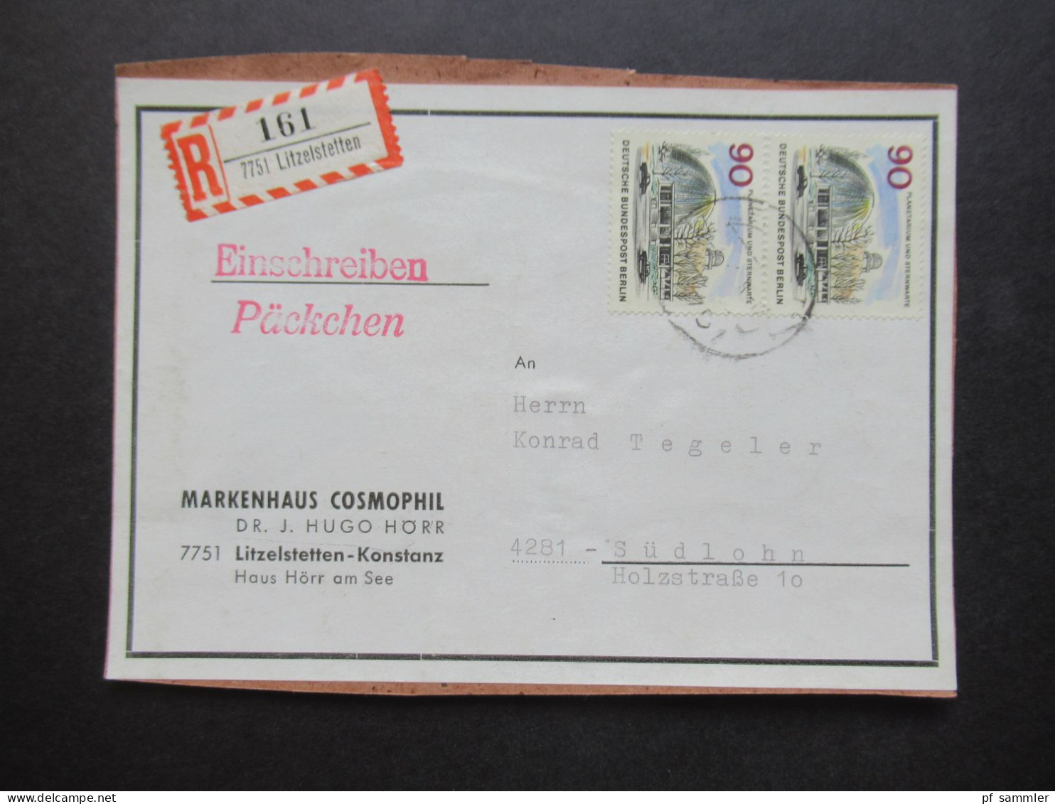 Berlin (West) 1965 Das Neue Berlin Nr.263 (2) MeF Auf Packchenadresse Einschreiben Päckchen 7751 Litzelstetten - Cartas & Documentos