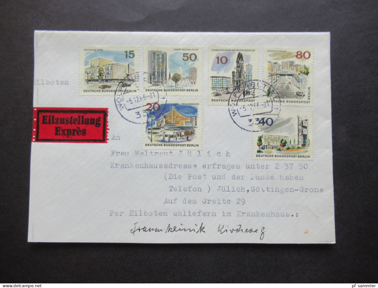 Berlin (West) 1965 Das Neue Berlin MiF Mit 6 Marken! Eilzustellung Express Wolfenbüttel / Krankenhausadresse Erfragen! - Covers & Documents