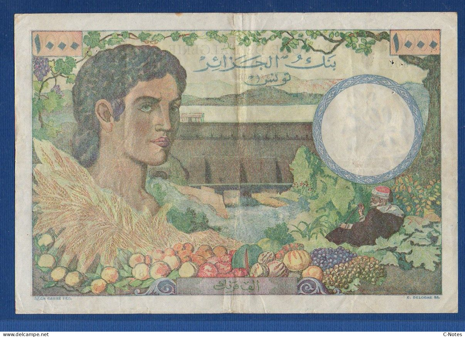 TUNISIA - P.26 – 1000 Francs 04.09.1946 F/VF, S/n A.230 809 - Tunisie
