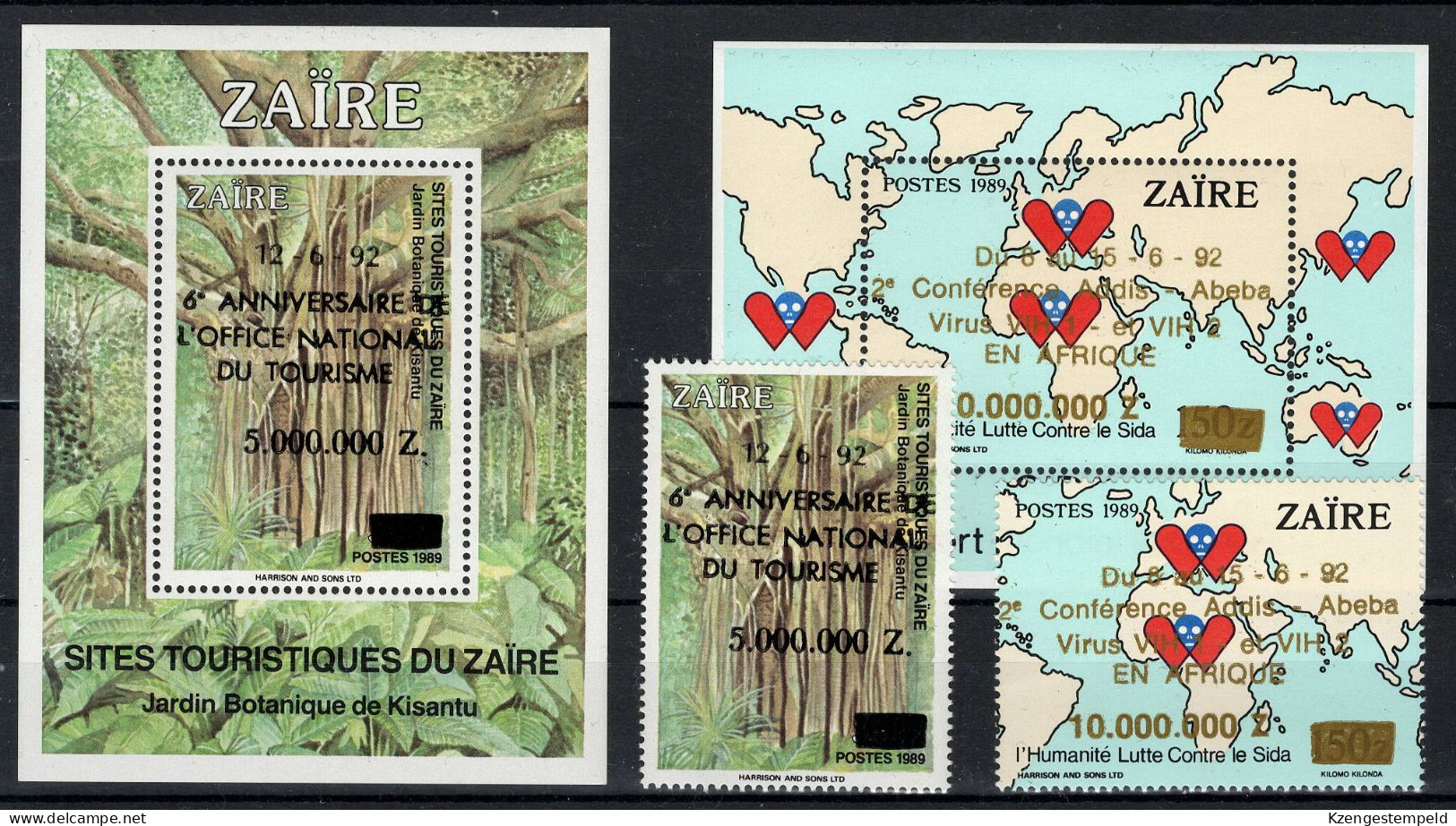 ZAIRE: Cob Blok 66/67 En 1338+1418 Met Opdruk Postfris ** MNH. - Ungebraucht