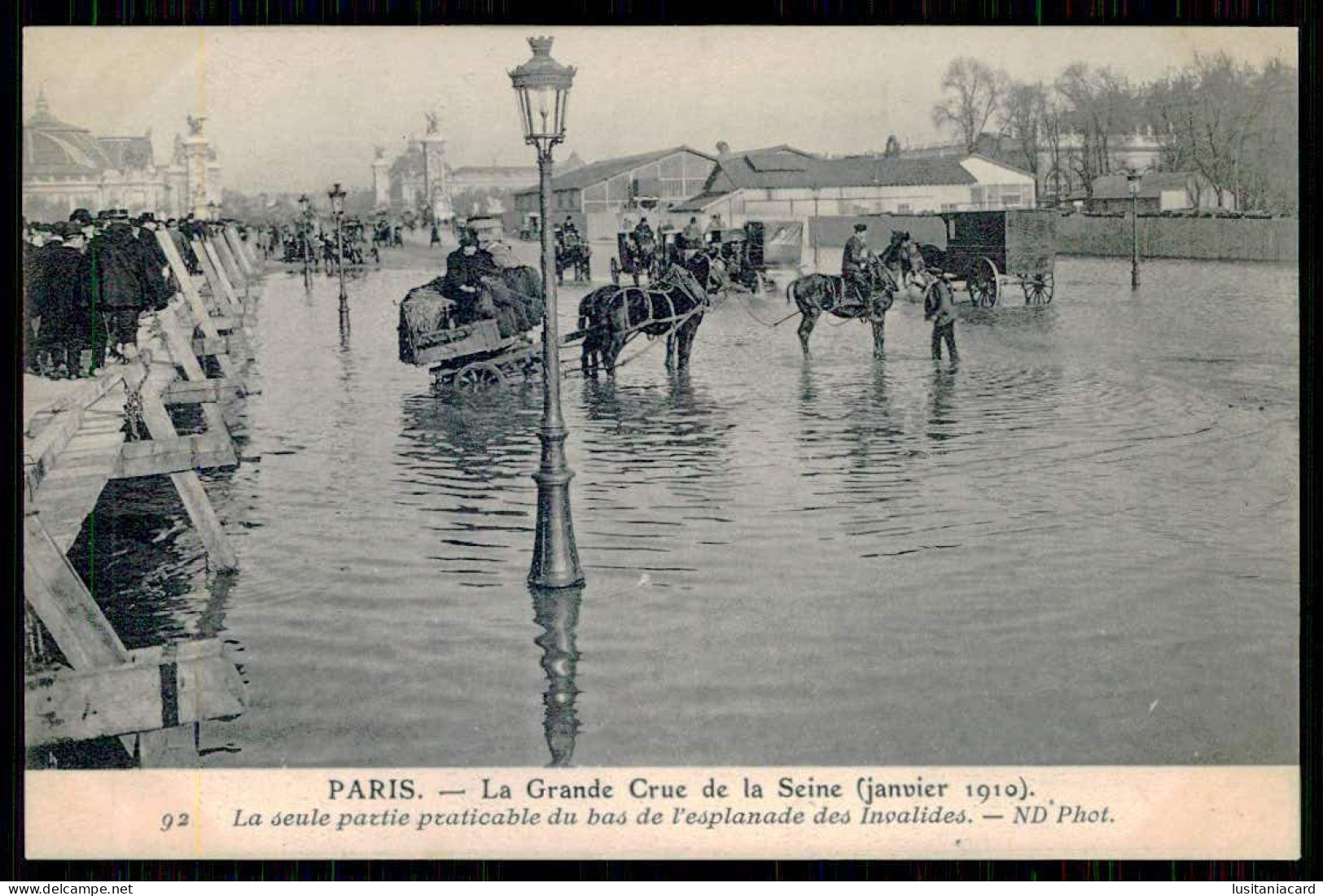 FRANCE - PARIS -La Grande Crue De La Seine(Janvier 1910)La Seule Partie Praticable...(Ed. ND Phot. Nº 92)carte Postale - Floods