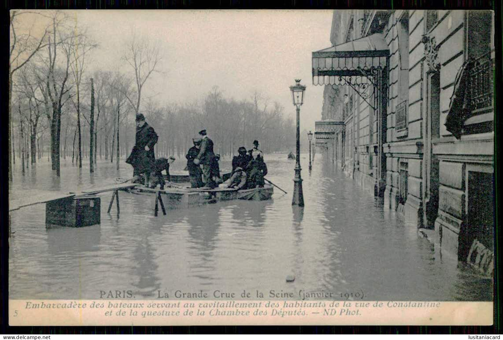 FRANCE - PARIS -La Grande Crue De La Seine(Janvier 1910)Embarcadère Des Bateaux  ...(Ed. ND Phot. Nº 5)carte Postale - Floods