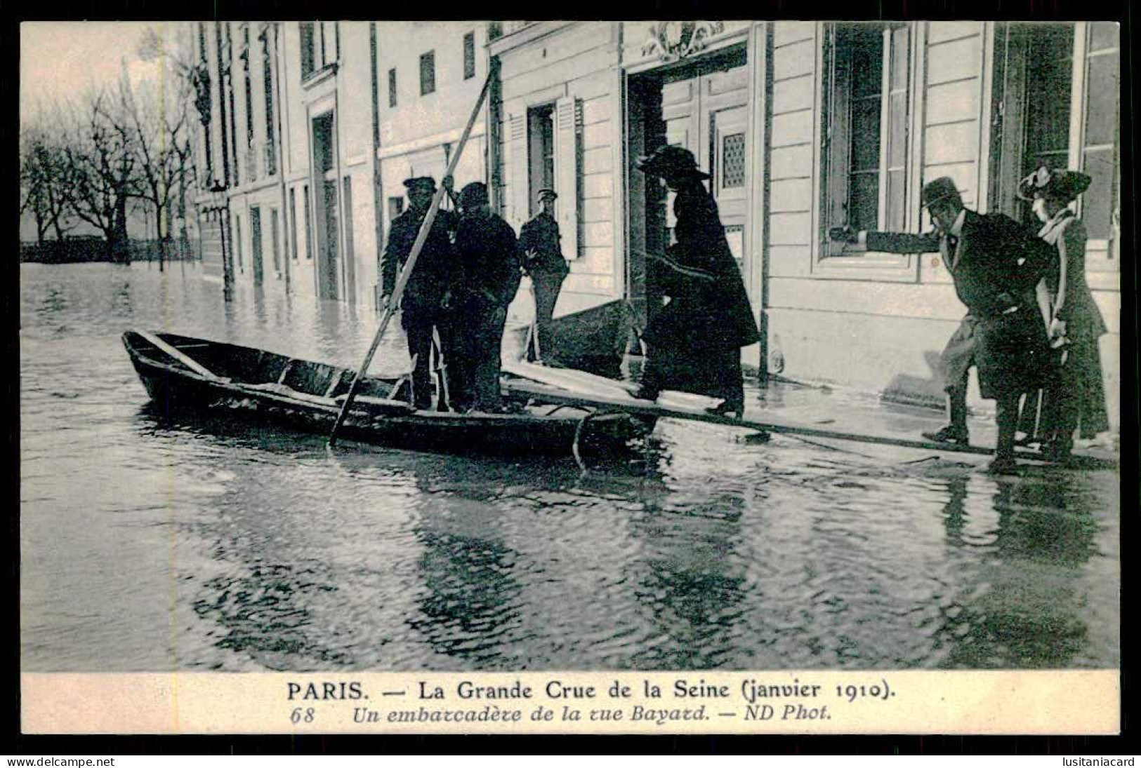 FRANCE - PARIS -La Grande Crue De La Seine(Janvier 1910)Un Embarcadère De La Rue Bayard.(Ed.ND Phot.Nº 68)carte Postale - Floods