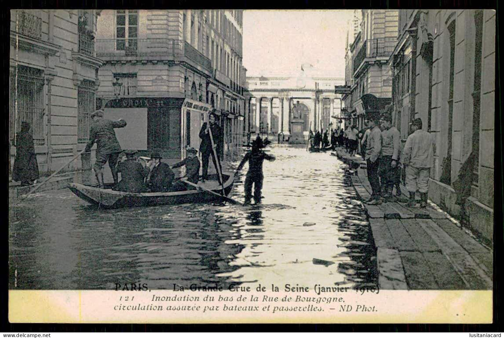 FRANCE - PARIS -La Grande Crue De La Seine(Janvier 1910)Inondation Du Bas De La Rue ...(Ed. ND Phot. Nº121)carte Postale - Inondations