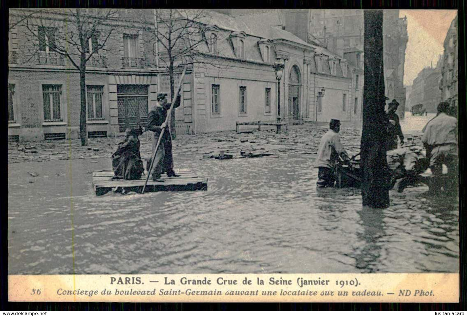 FRANCE - PARIS - La Grande Crue De La Seine(Janvier 1910)Concierge Du Boulevard ...(Ed. ND Phot. Nº 36)carte Postale - Inondations