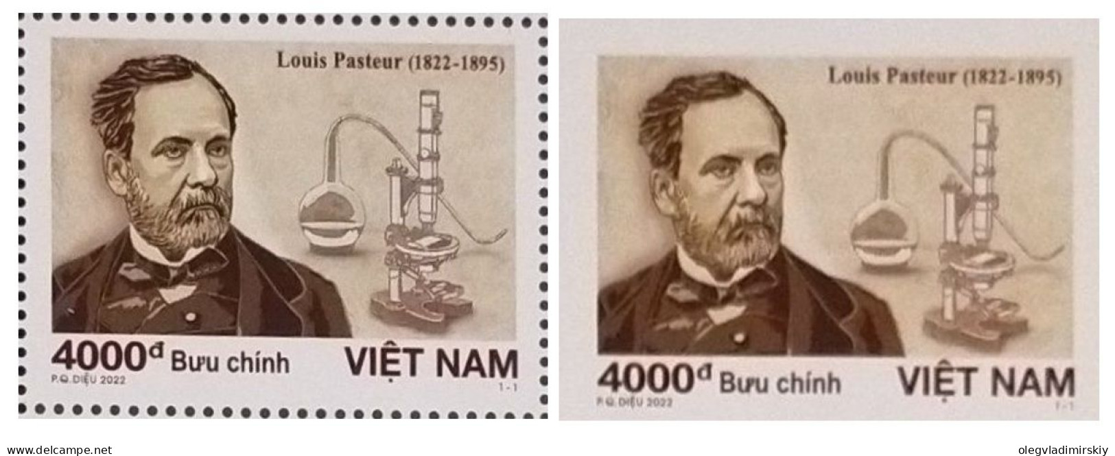Vietnam 2022 Louis Pasteur 200 Ann Set Of Perforated And Imperforated Stamps Mint - Louis Pasteur