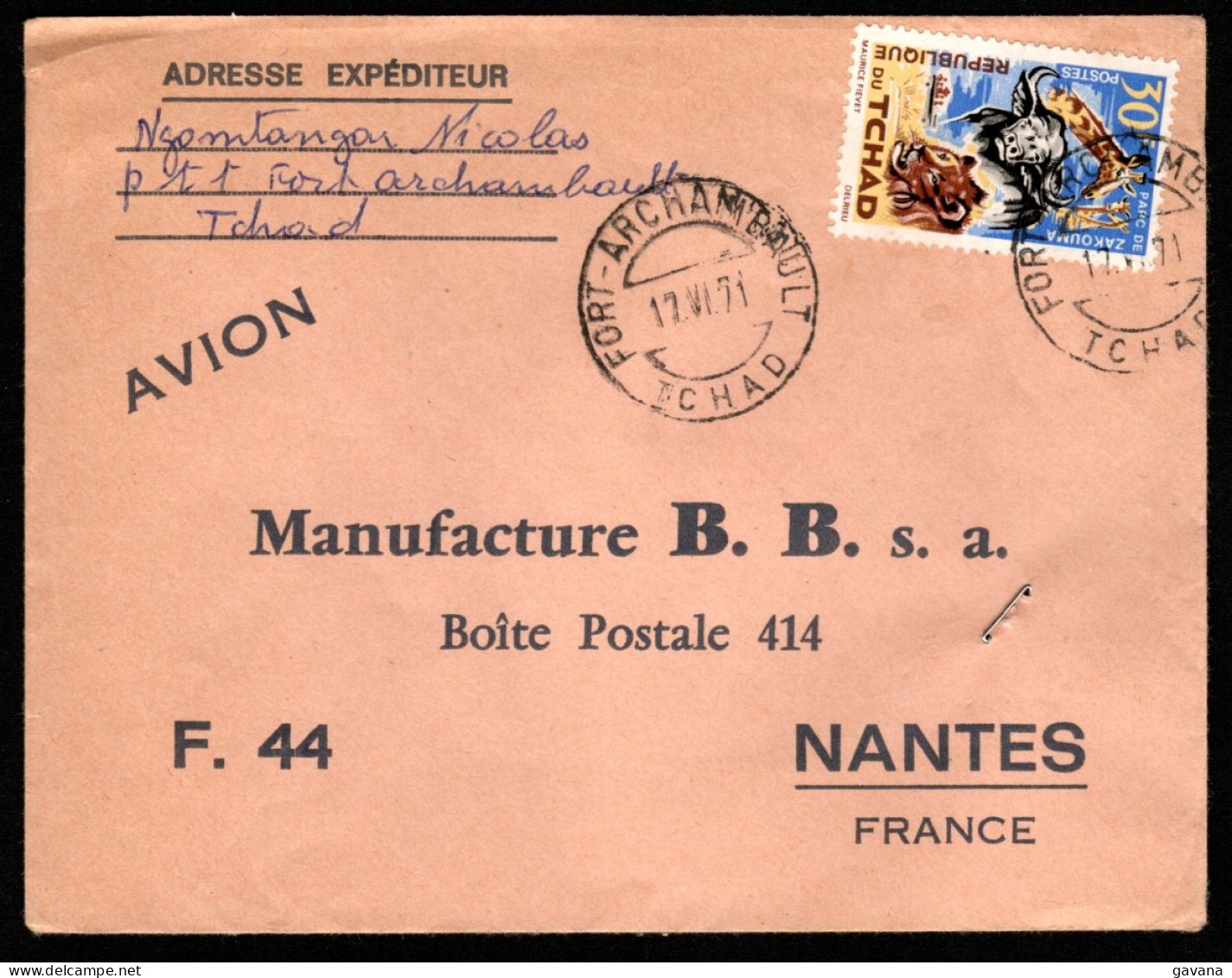 Marcophilie - Lettre Du TCHAD- Cad ARCHAMBAULT - 1971 - Tchad (1960-...)