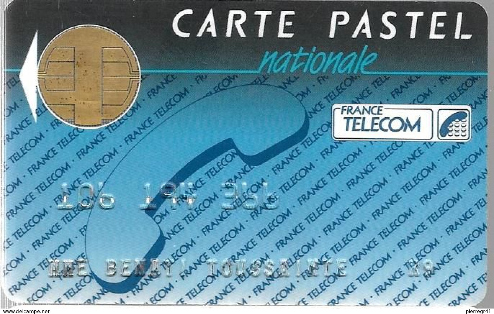 1-CARTE PUCE-BULL D-FRANCE TELECOM-PASTEL-NATIONALE- V° En Bas France Telecom BP584-TBE -  Cartes Pastel   