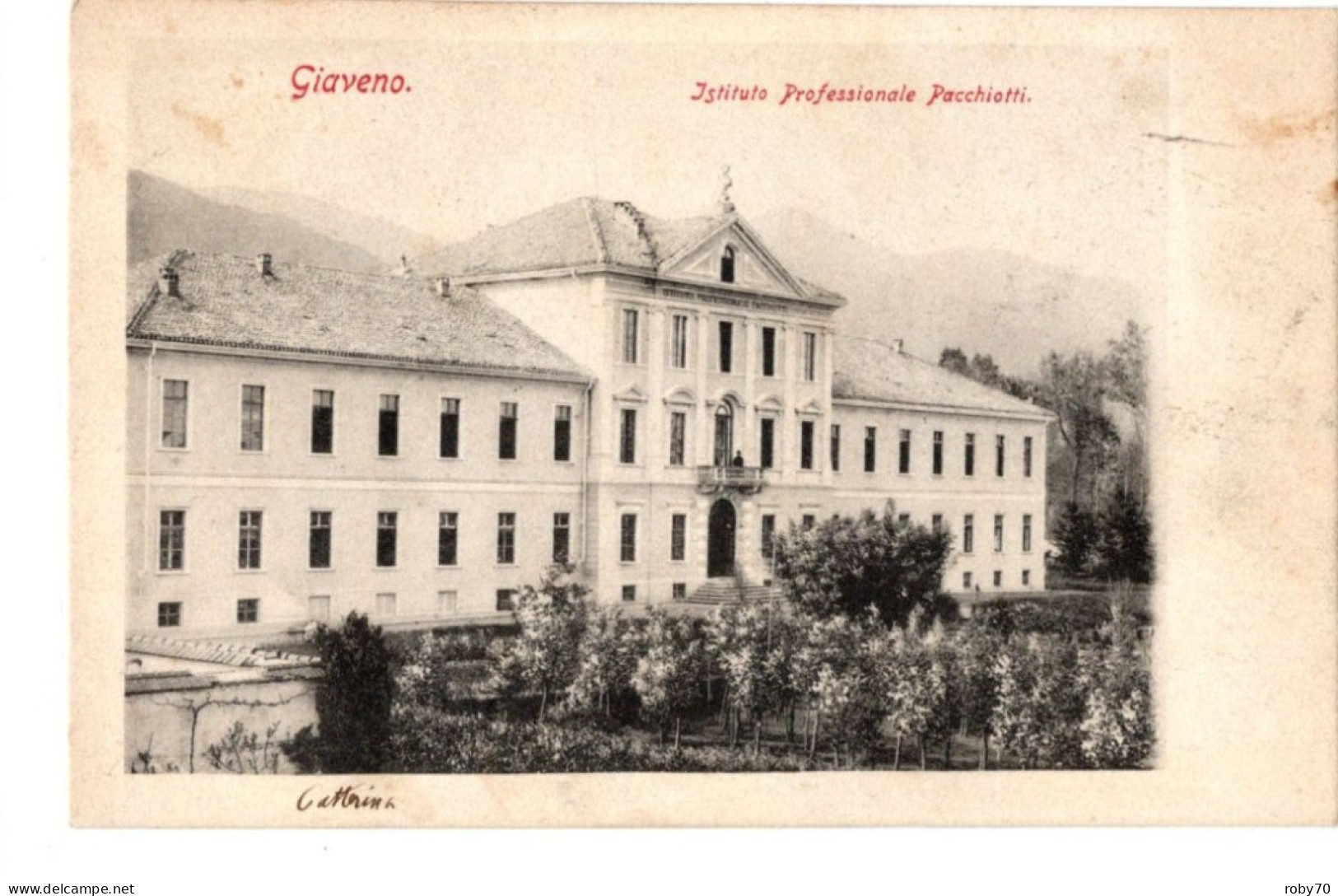 C . POSTALE - CARTOLINA -  GIAVENO - ISTITUTO PROFESSIONALE PACCHIOTTI -   VIAGGIATA 1902  - FORMATO PICCOLO - Unterricht, Schulen Und Universitäten