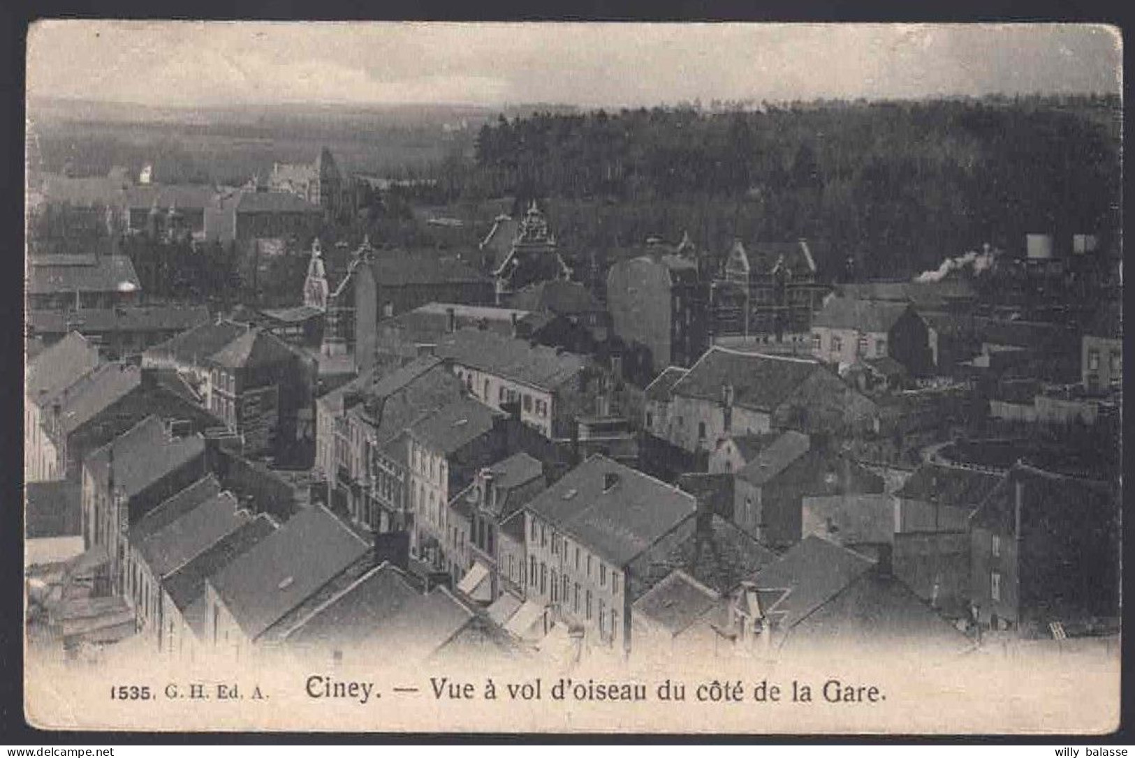 +++ CPA - CINEY - Vue à Vol D'oiseau Du Côté De La Gare  // - Ciney