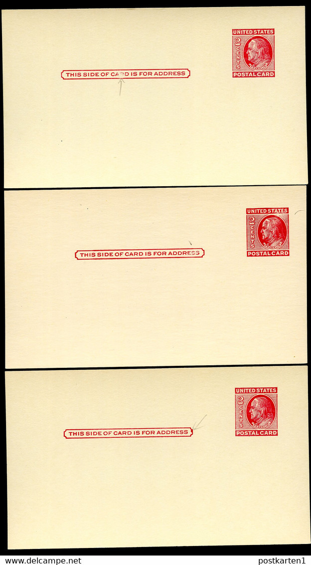 UX38 S54B 3 Postal Cards PLATE FLAWS INSCRIPTION Mint 1952 - 1941-60