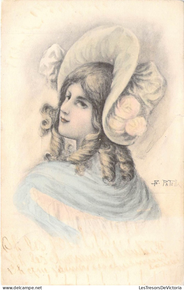 ILLUSTRATEURS NON SIGNES - Femme Au Châpeau Prairie - Fleur - Châle - Carte Postale Ancienne - Sin Clasificación