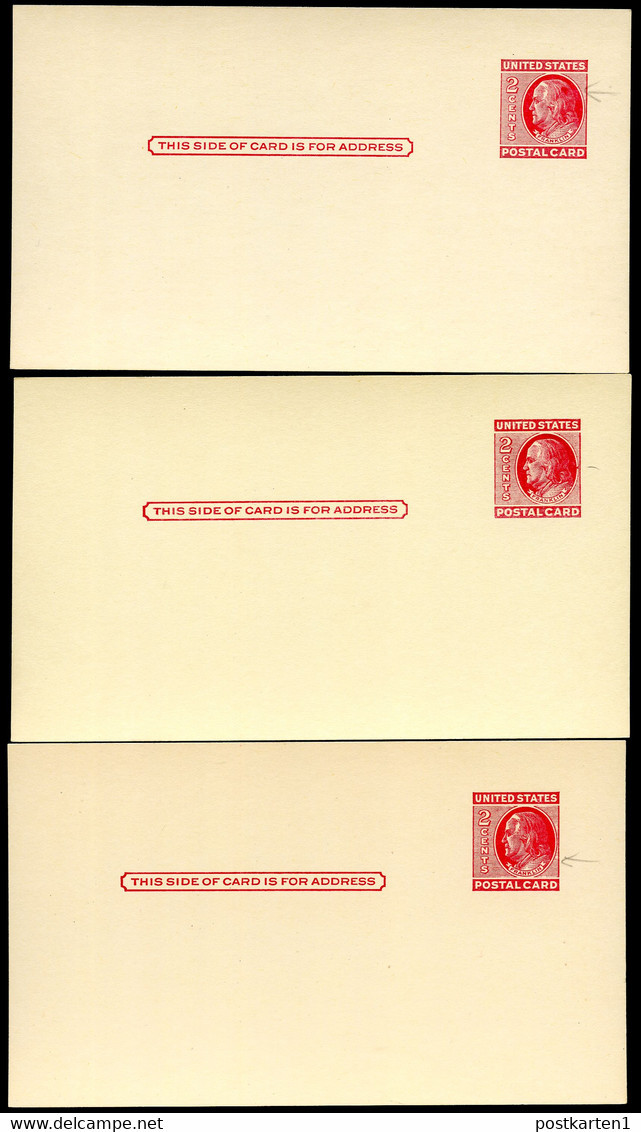 UX38 S54B 3 Postal Cards PLATE FLAWS INDICIA Mint 1952 - 1941-60