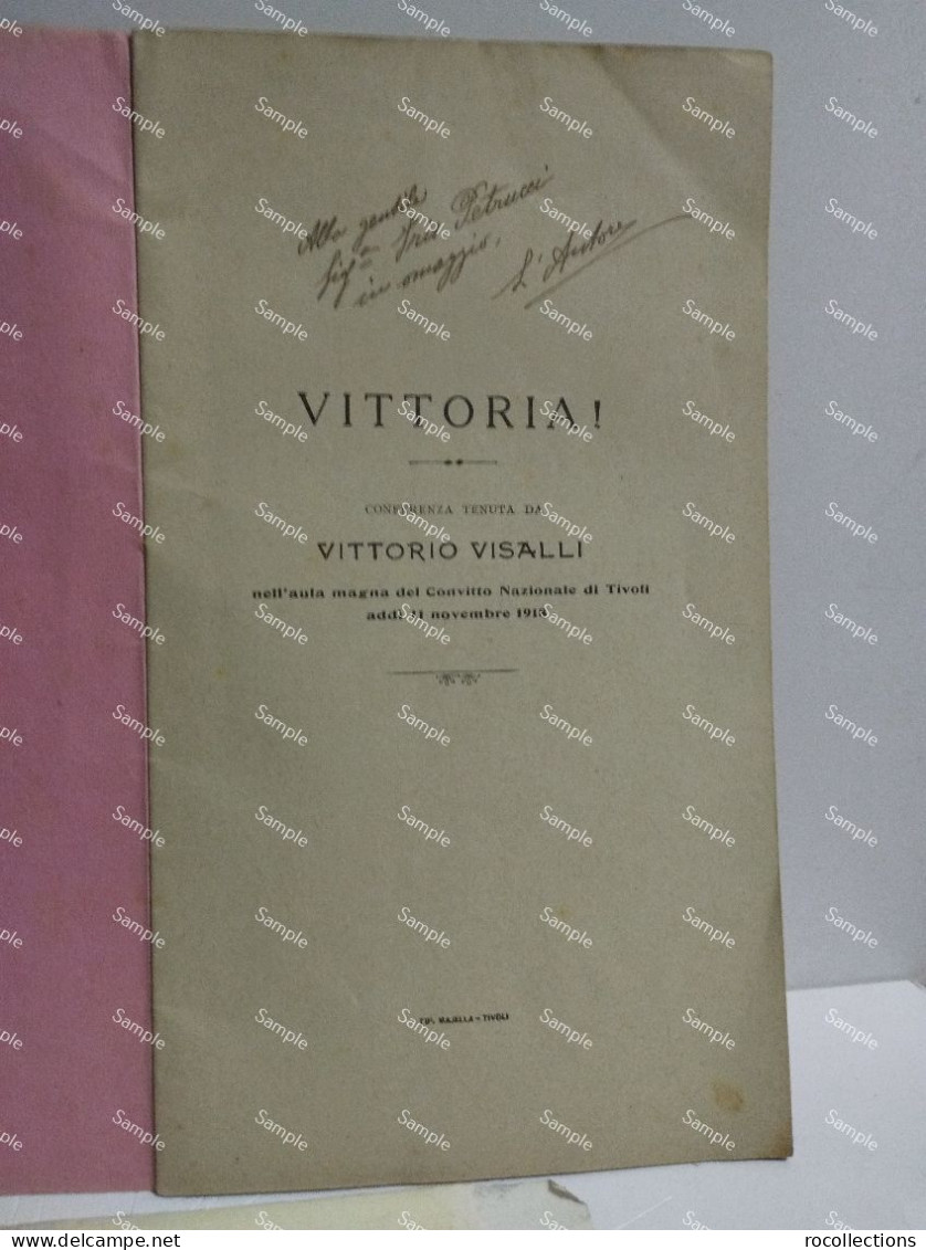 Italia Book: VITTORIA ! Conferenza Al Convitto Nazionale Di Tivoli. VITTORIO VISALLI. 1918 - Weltkrieg 1914-18